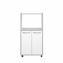 Oslo Carro de cocina L 60cm Blanco, 2 puertas, Melamina Mate, Patas Alu, 60x43x118 cm, Hecho en Francia
