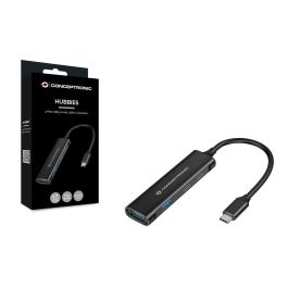 CONCEPTRONIC HUB 3.0 HUBBIES12B 4 PUERTOS USB 3.2 2 PUERTOS USB-C 2 PUERTOD USB-A COLOR NEGRO CARCASA DE ALUMINIO