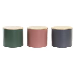DKD Home Decor Bote Balines de Bambú Reciclable, 2600ml, Set de 3 Unidades, Dimensiones 18x16x18 cm, Colores Surtidos