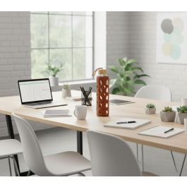 Inde Botella Agua Vidrio/Silicona 600 ml 7 x 7 x 25 cm