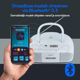 Medion AAAPE16805 Radio CD K7 FM con 2x3W RMS - Reproductor de Música Compacto y Portátil, Azul