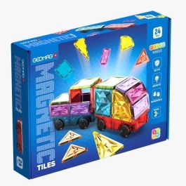 Fichas magnéticas - GEOMAG - Fichas Gemas Vehículos - 24 piezas - Efecto cristal - A partir de 3 años
