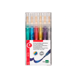 Liderpapel Rotuladores Efecto Purpurina Metalizada Punta Reversible Bolsa 6 Unidades Colores Surtidos