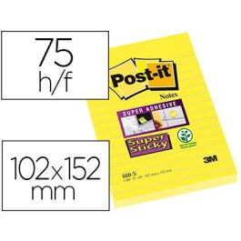 Bloc De Notas Adhesivas Quita Y Pon Post-It Super Sticky Rayado Amarillo Ultra 102x152 mm 6 unidades