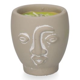 Magic Lights Vela citronela de terracota "caras", colores: blanco, negro, gris y terracota