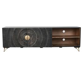 Mueble Tv Colonial DKD Home Decor Negro Dorado 40 x 50 x 160 cm