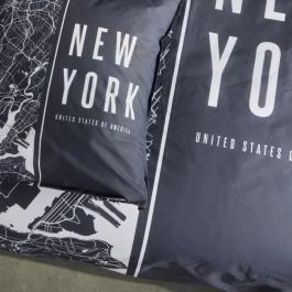 Today TOD3574641268619 Juego de Cama para 2 Personas 240x220 cm Algodón Estampado New York Negro