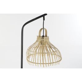 DKD Home Decor Lámpara de Pie Sorine Urban Negra y Marrón de Metal y Ratán con Acabado Natural E27 50W 160 cm Alto