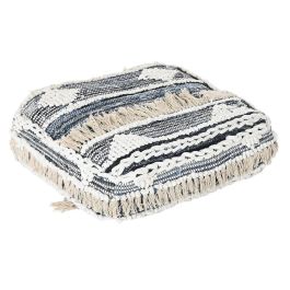DKD Home Decor Cojín Suelo Otric Boho de Poliéster Negro Blanco a Rayas 60x60x25 cm