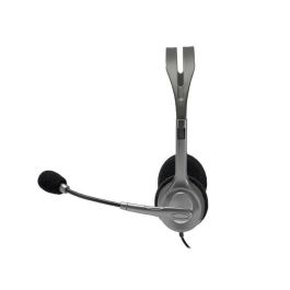 Logitech H110 Auriculares Estéreo con Micrófono Flexible giratorio, Conexión Jack 3.5mm para PC, Móvil, Tablet, Diadema Ajustable
