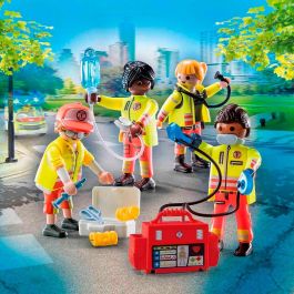 Playmobil 71244 Equipo de Rescate City Life con 4 paramédicos, desfibrilador, maletín médico y accesorios, juguete para niños +4 años