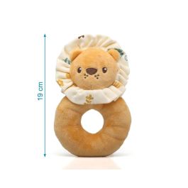 KioKids Sonajero de Peluche para Bebés León Naranja, Juguete Sensorial Desarrollo Coordinación Ojo-Mano +0 meses Poliéster