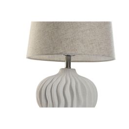 DKD Home Decor Lámpara de Sobremesa Moderna Ondulada Blanco Beige de Loza y Lino E27 50W 35 x 55 x 35 cm DKD Home Decor Lámpara de Sobremesa Moderna Ondulada Blanco Beige de Loza y Lino E27 50W 35 x 55 x 35 cm