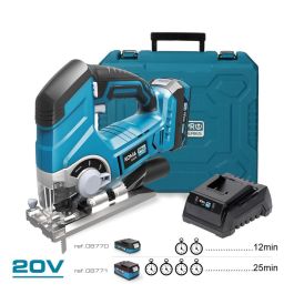 Koma Tools 20v-sc-k Sierra de Calar Kit 20V con 1 Batería 2.0Ah Li-ion, Cargador, Maletín y Hoja. Velocidad Variable, Luz LED.