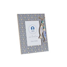 DKD Home Decor Marco de Fotos 10x15 cm Mediterráneo Colección Calella Azul Blanco Natural MDF Cristal Peces Pack 6 Unidades
