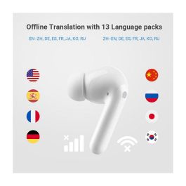 Timekettle M3 Auriculares con Traducción Offline Inalámbricos Bluetooth 5.2 para Llamadas/Música, Resistentes al Agua IPX4, 25h Batería, Blanco