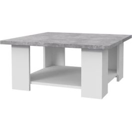 Mesa de centro PILVI - Hormigón blanco y gris claro - L 67 x P 67 x A 31 cm