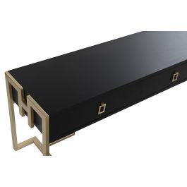 DKD Home Decor Mesa Centro Glam Negro de Madera y Metal 150x36x48 cm con 3 Cajones Desmontable DKD Home Decor Mesa Centro Glam Negro de Madera y Metal 150x36x48 cm con 3 Cajones Desmontable