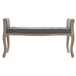 Banqueta DKD Home Decor Natural Gris oscuro Madera de caucho Lienzo 109 x 44,5 x 60 cm Banqueta DKD Home Decor Natural Gris oscuro Madera de caucho Lienzo 109 x 44,5 x 60 cm