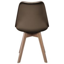 Home Deco Factory Silla COPENHAGUE Acolchada Patas Madera Haya Diseño Escandinavo 49x55x81.5 cm Marrón
