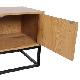 Home Deco Factory Mueble TV Colección Industriel en Madera y Metal con Puertas y Estanterías 117x39x48 cm