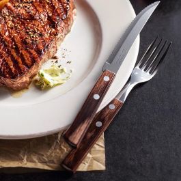 Tramontina Cuchillos de Asado Polywood Castaño Acero Inoxidable Mango de Madera 60 Unidades 12.7 cm