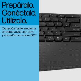 HP 485 Comfort Teclado Ergonómico USB Español con Reposamuñecas, Teclado Numérico y Resistente a Salpicaduras Negro HP 485 Comfort Teclado Ergonómico USB Español con Reposamuñecas, Teclado Numérico y Resistente a Salpicaduras Negro