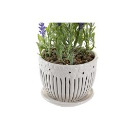 DKD Home Decor Planta Shabby Lila Blanco Cerámica/PE 11 x 28 x 11 cm (6 Unidades)