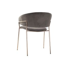 DKD Home Decor Silla Chic Gris Oscuro y Dorado de Poliester y Metal Desmontable 53x73x58 cm Altura Asiento 45 cm (2 Unidades)