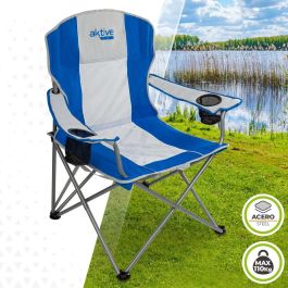 Silla Plegable para Camping Aktive Azul Gris 57 x 97 x 60 cm (4 Unidades)