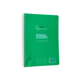 Liderpapel Cuaderno espiral A5 Pautaguía 80 hojas 90gr Cuadro Pautado 4mm con Margen Color Verde Tapa Plástico