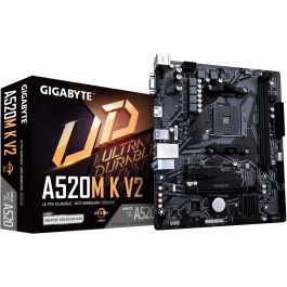Gigabyte 9MA52MK2-00-11 Placa Base A520M K V2 AMD A520 Socket AM4 Micro ATX DDR4 PCIe 3.0 M.2 GbE LAN Ryzen Series
