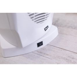 Edm Calefactor Compacto Oscilante 1000-2000W Blanco, Posición Aire Fresco, Protección Sobrecalentamiento 220-240V