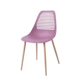 DKD Home Decor Silla Scandi Desmontable de Pp y Metal con Acabado Mate, Magenta y Marrón Claro (4 Unidades) – Altura Asiento 45 cm