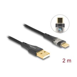 DeLOCK Cable USB 2.0 Tipo-A a USB-C, Macho a Macho, 60W Carga Rápida, Transparente, Longitud 2 m, Negro