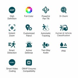 TP-Link Omada VIGI C540V Cámara de Seguridad IP 4MP Full-Color Interior/Exterior con Cable