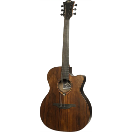 LAG Guitarra Acústica Auditorium Cutway A/E Sauvage Especia Electroacústica Folk Tapa Sólida Brankowood Acabado Satinado Relic Cutaway