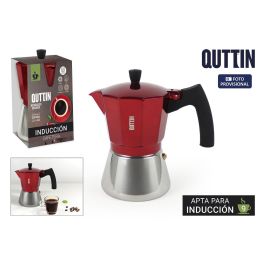Quttin Cafetera Roja para 9 Tazas, de Acero Inoxidable y Aluminio, Compatible con Inducción (6 Unidades)