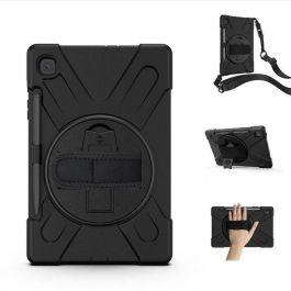 eSTUFF Funda AUSTIN Defender para Galaxy Tab S6 Lite 2024/2022/2020, Negra, Antigolpes, con Soporte 360°, Correa de Mano y Hombro, Portalápiz