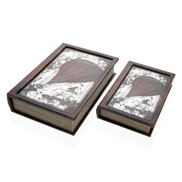 Caja Decorativa Versa Lienzo Madera MDF Globo Terraqueo Caja Decorativa Versa Lienzo Madera MDF Globo Terraqueo