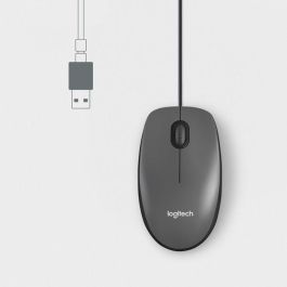 Logitech Ratón Óptico USB con Cable, 1000 DPI, 3 Botones, Diseño Ambidiestro, Plug & Play, Confort Tamaño Completo