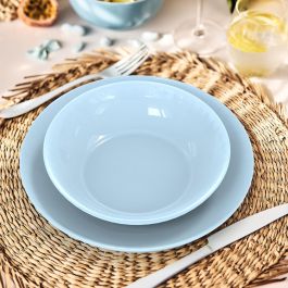 Luminarc Vajilla Apy Paradise Azul 18 Piezas para 6 Personas de Vidrio Opal, Apta Microondas y Lavavajillas