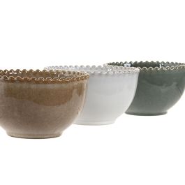 DKD Home Decor Bol Moderno de Gres Esmaltado Turquesa Beige 490ml Apto Microondas y Lavavajillas (6 Unidades)