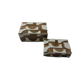 Joyero Moderno DKD Home Decor Natural Negro 13 x 7.5 x 18 cm Set de 2 Joyero Moderno DKD Home Decor Natural Negro 13 x 7.5 x 18 cm Set de 2