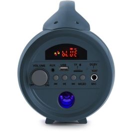 BIGBEN PARTYBTLITEDB Altavoz inalámbrico Bluetooth con Micrófono, Efectos de Luz, USB, Micro-SD y AUX-IN - 50W - Azul Oscuro