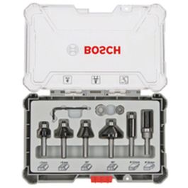 Bosch Professional 2607017468 Caja de 6 Fresas de Afeitar/Chaflanar/Redondear con Vástago de 6 mm