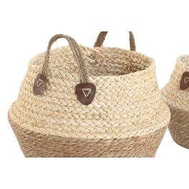 DKD Home Decor Cesta Set de 3 Fibra Natural 41x37x41 cm