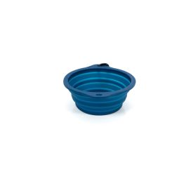 Gloria Comedero Plegable de Silicona con Mosquetón, Portátil para Perros y Gatos, Azul 550 ml