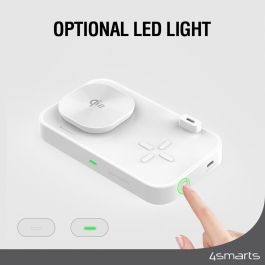 4smarts Trident Estación de Carga Qi2 Inalámbrica MagSafe para 4 Dispositivos, Carga Rápida 25W, Blanco
