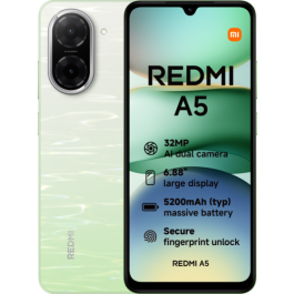 Xiaomi Redmi A5 Smartphone 4G Dual SIM 64GB Almacenamiento 3GB RAM Lake Green OEM Precio: 80.50000046. SKU: B1AZNJHL2D